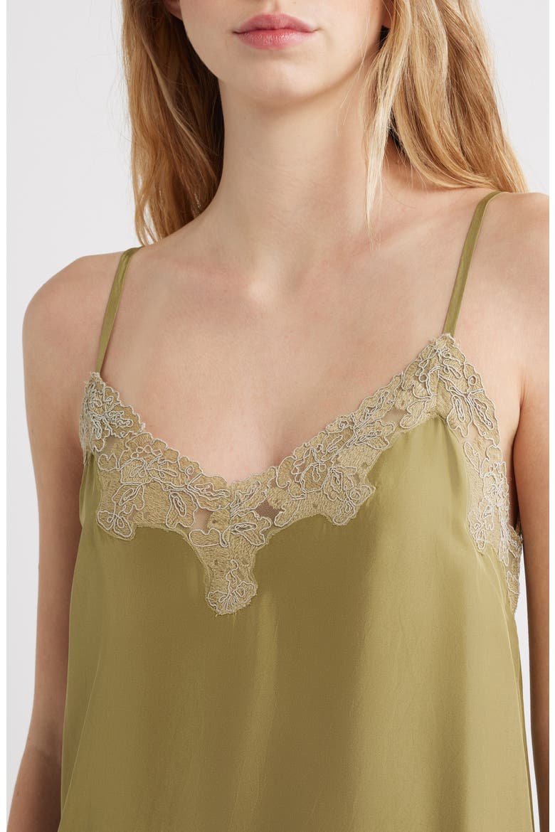 The Legacy Lace Detail Silk Slipdress, Alternate, color, LIGHT OLIVE/ CREAM