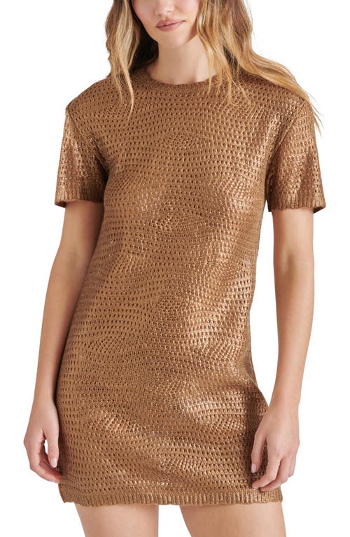 Steve Madden Santana Metallic Knit Minidress In Caramel Cafe