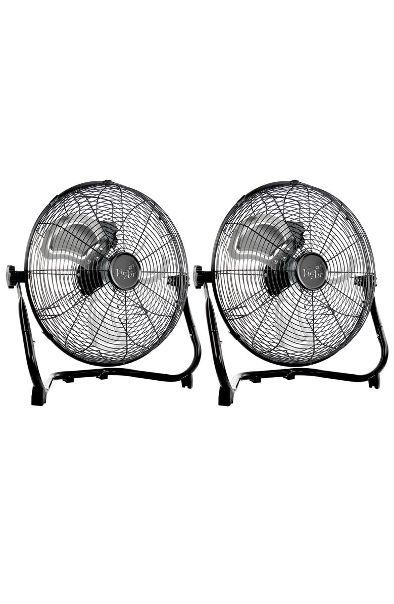 Vie Air Twin 12 Inch High Velocity All Metal Tilting 3 Speed Floor Fan, Main, color, Black