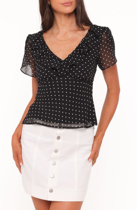 Dorado Polka Dot Ruffled Top