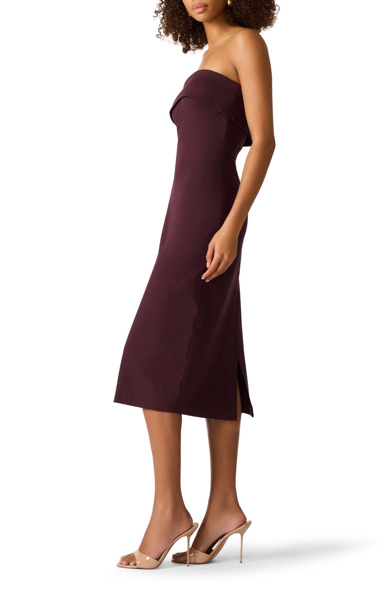 Steve Madden Roslynn Strapless Midi Dress, Alternate, color, Chocolate