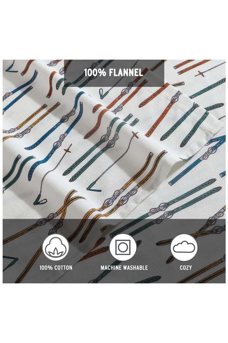 Ski Line Cotton Flannel Sheet Set, Alternate, color, WHITE