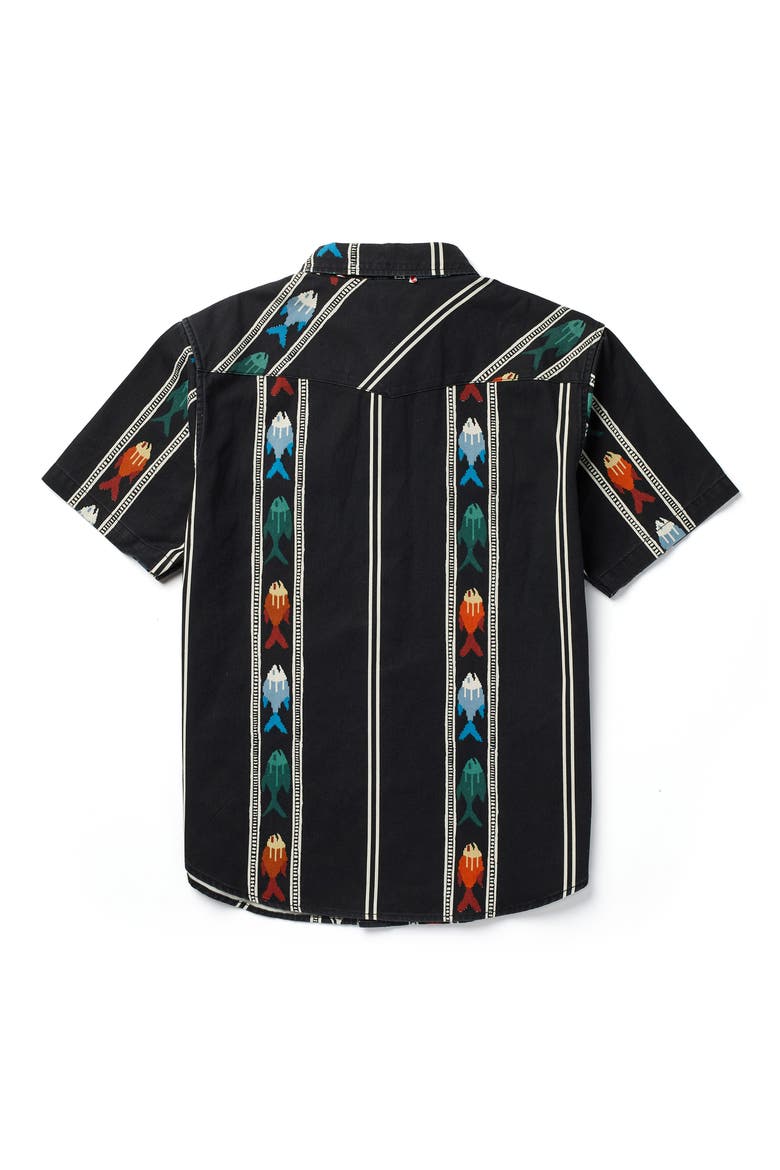 Amarillo Short Sleeve Cotton Twill Button-Up Shirt, Alternate, color, UPSTREAM BLACK