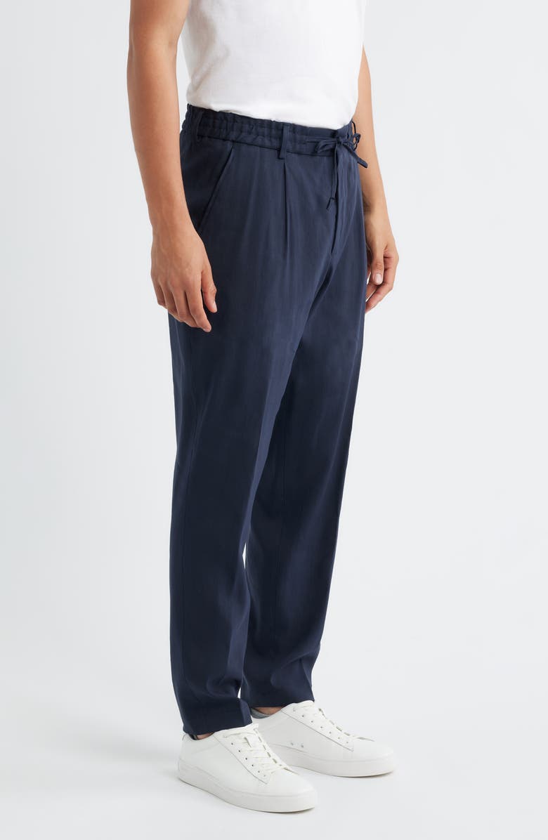BOSS Perin Linen Blend Drawstring Pants, Alternate, color, Dark Blue