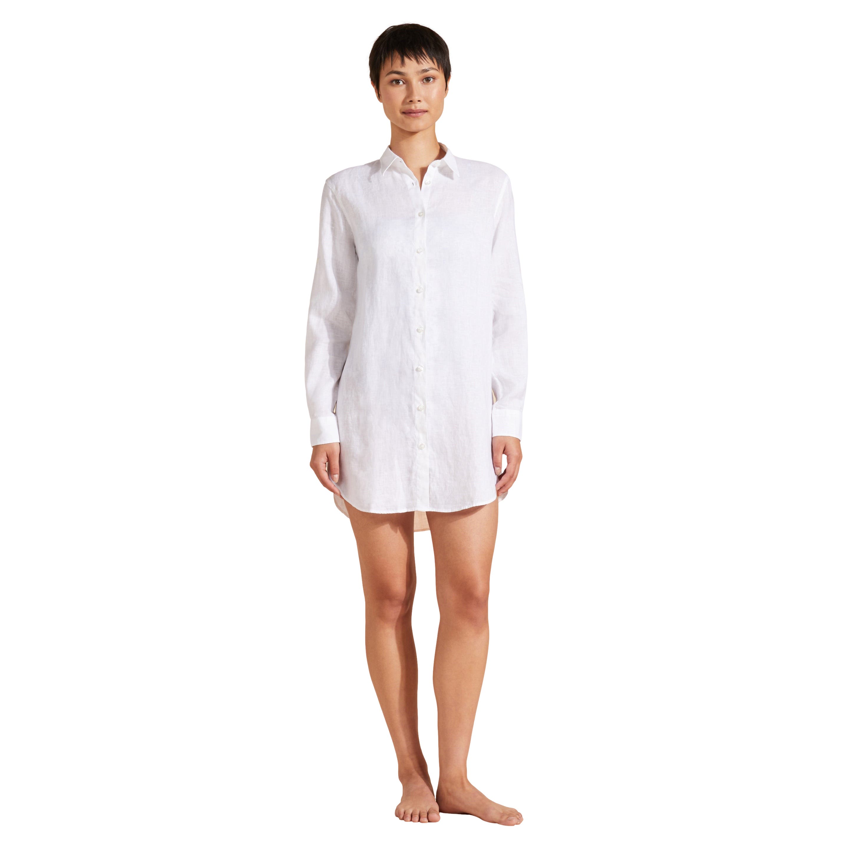 Vilebrequin Linen Mini Shirtdress In Blanc