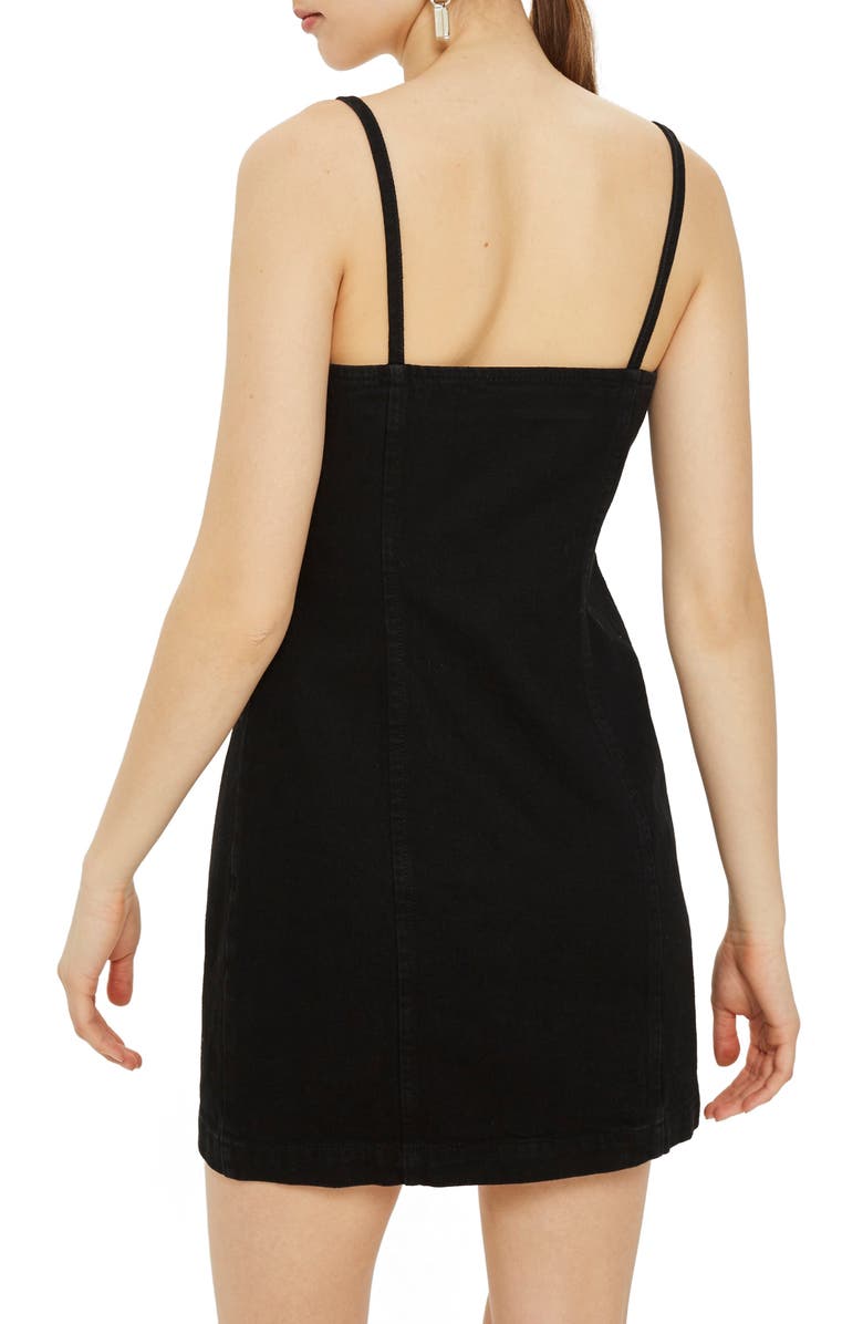 Topshop Zip Through Denim Body-Con Dress, Alternate, color, 