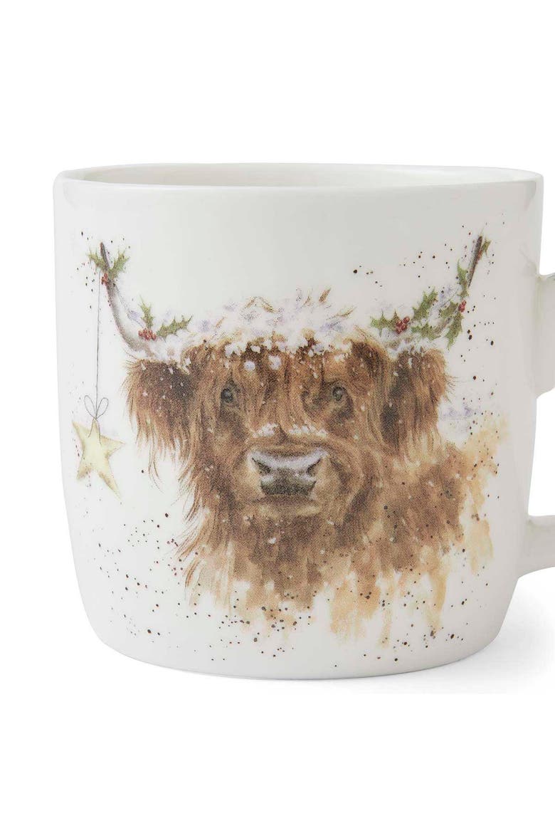 Wrendale Designs Christmas 11 ounce Bone China Mug, Alternate, color, Highland Star (Cow)