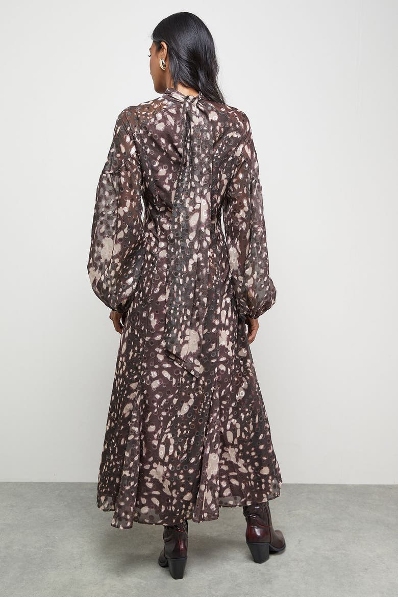 Paisley Burnout Spot Godet Midi Dress, Alternate, color, Floral