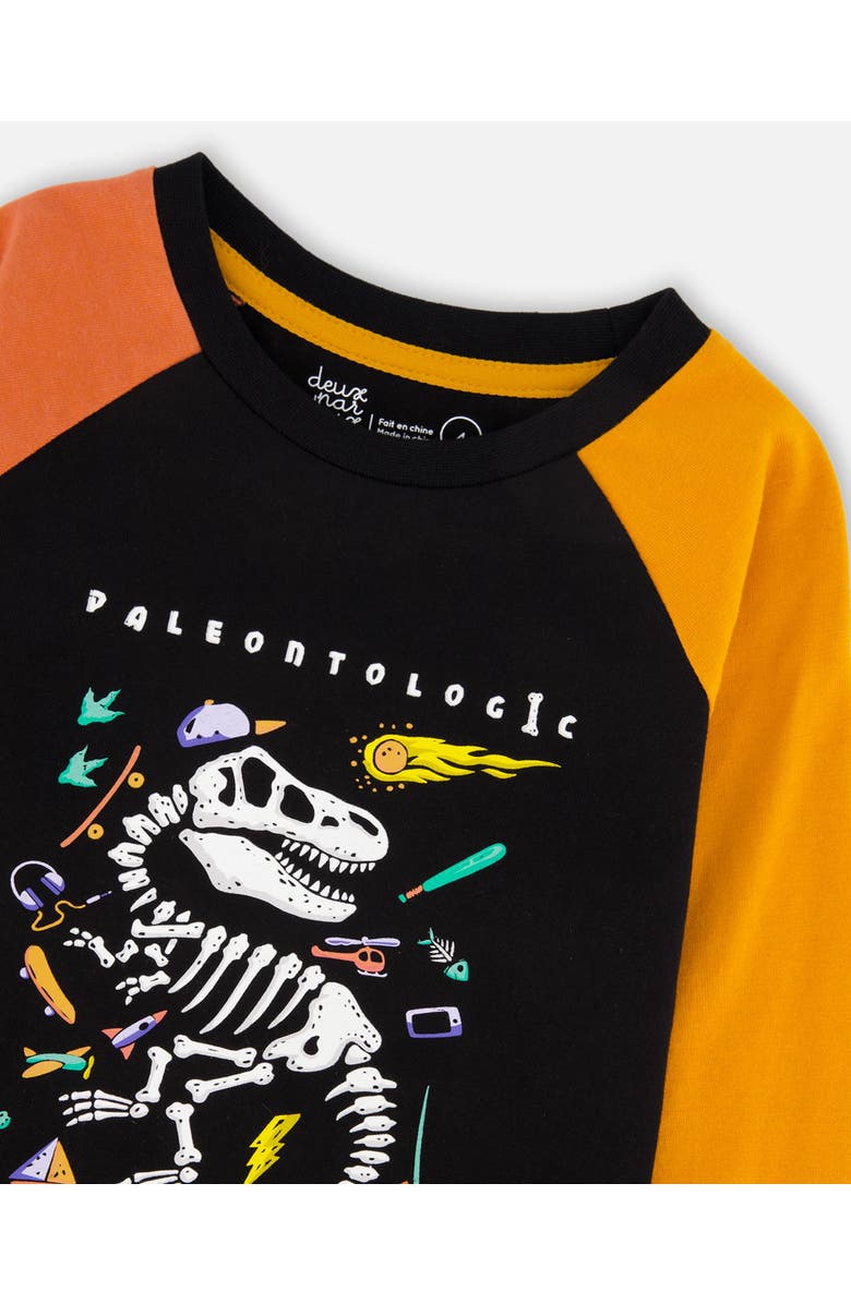 Deux par Deux Long Sleeve Raglan T-Shirt with Glow-In-The-Dark Dinosaur, Alternate, color,