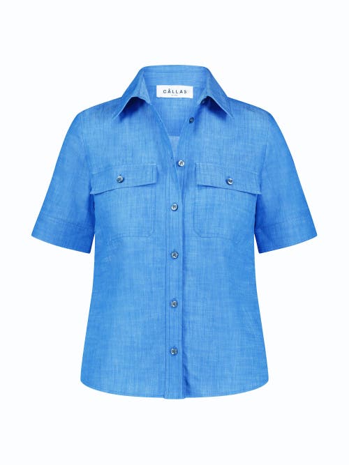 Callas Milano Vesper Stretch Denim Poplin Shirt In Blue