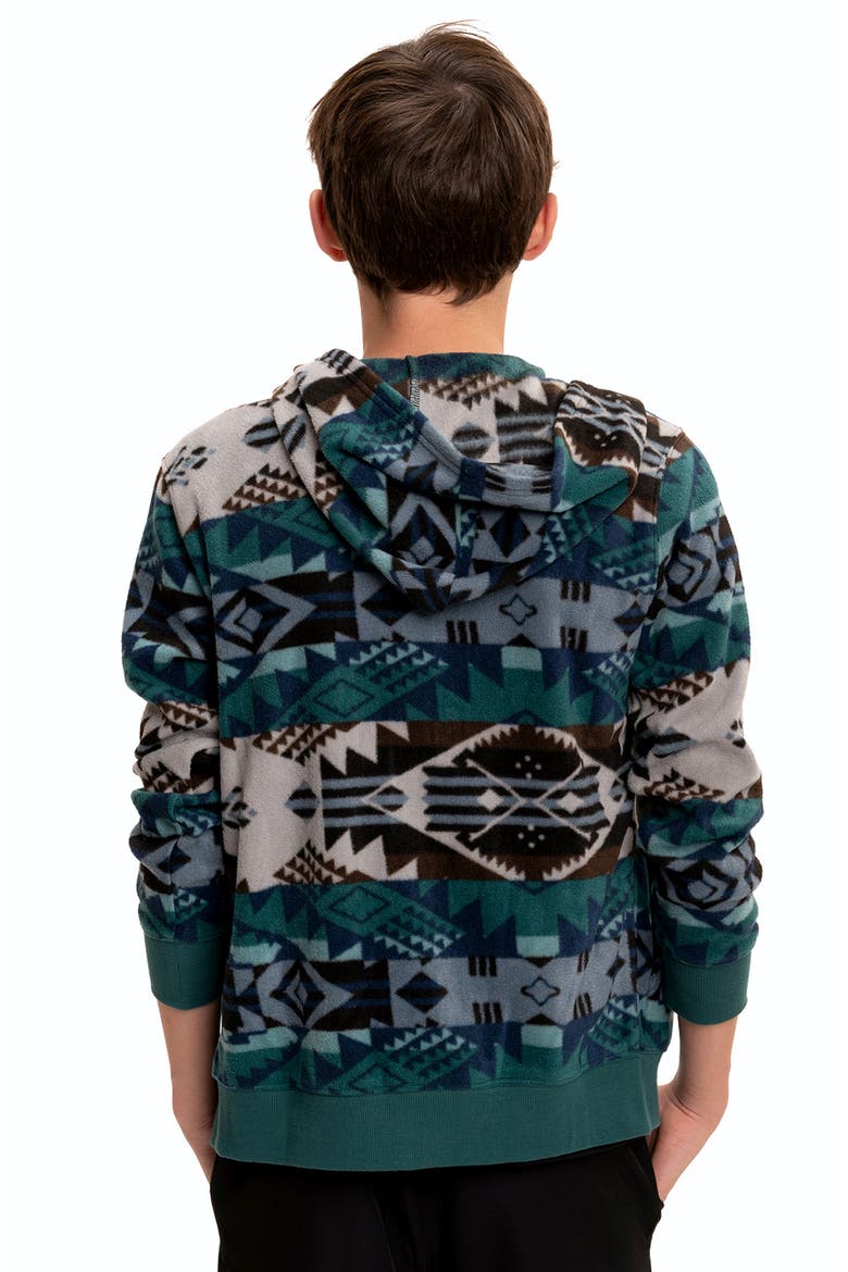 Kids' Print Zip-Up Hooded Fleece Jacket, Alternate, color, SEA DRAGON