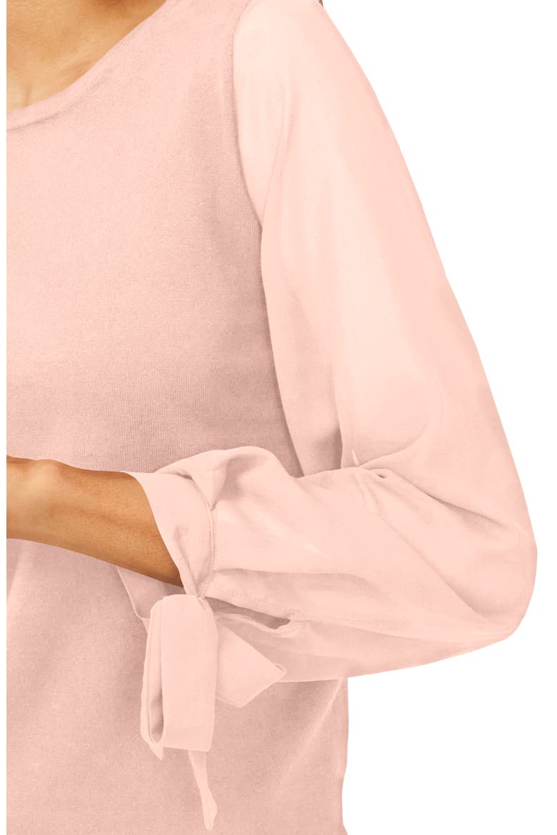Mixed Media Tie Cuff Top, Alternate, color, MISTY PINK