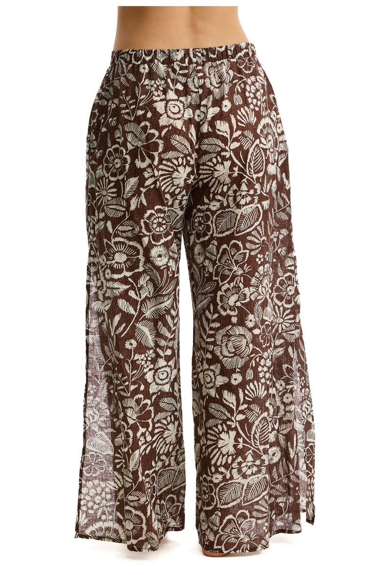 Garden Mist Linen Beach Pant Cover-Up, Alternate, color, Brown