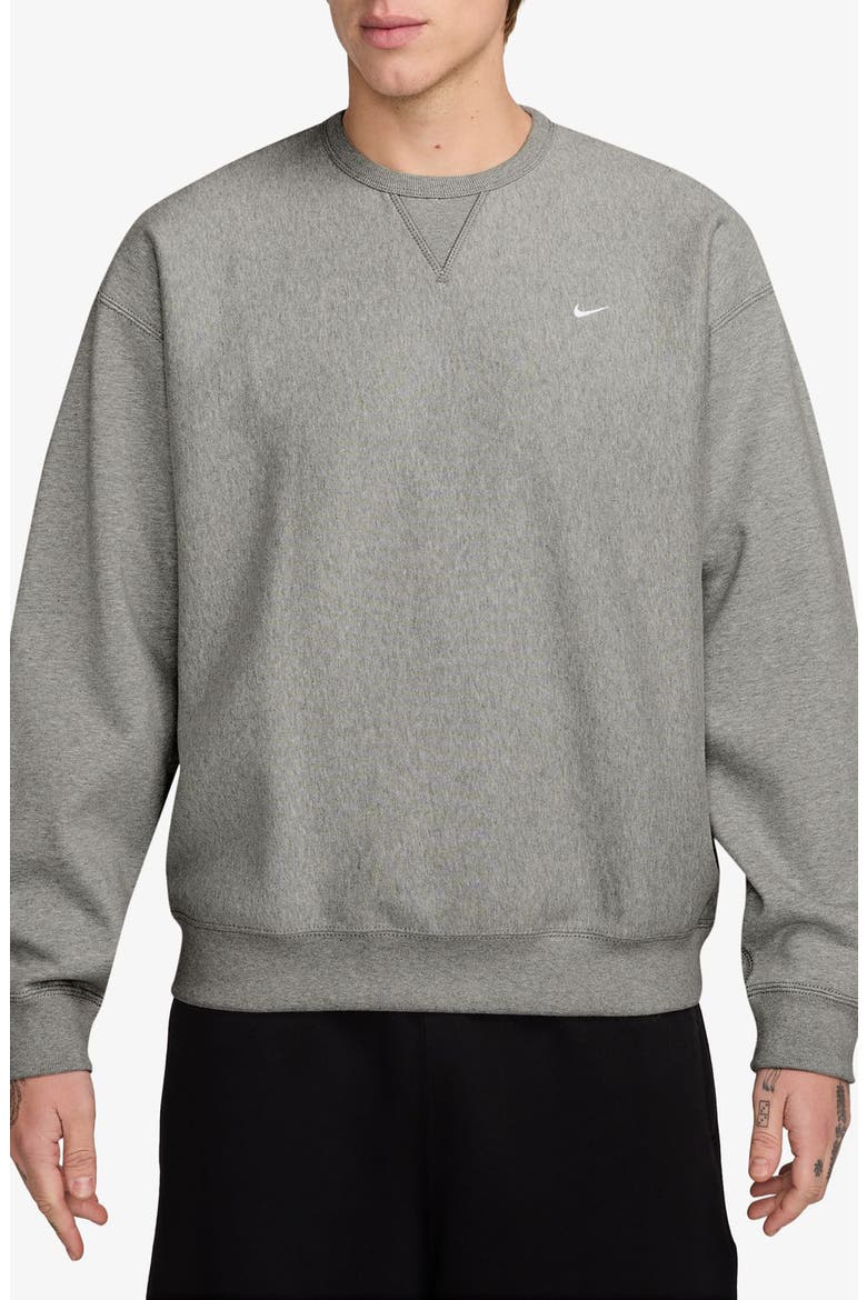 Fleece Crewneck Sweatshirt, Main, color, 063 DK GREY HEATHER/WHITE