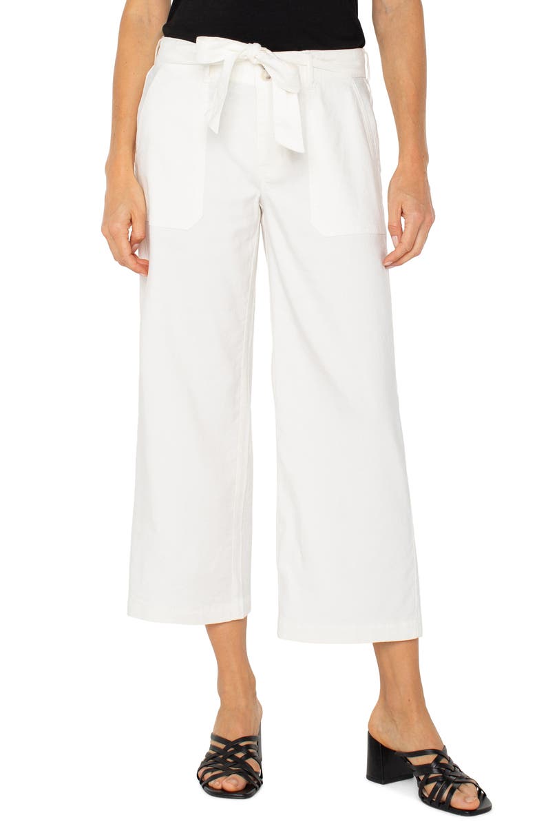 Liverpool Los Angeles Belted Wide Leg Crop Pants, Main, color,