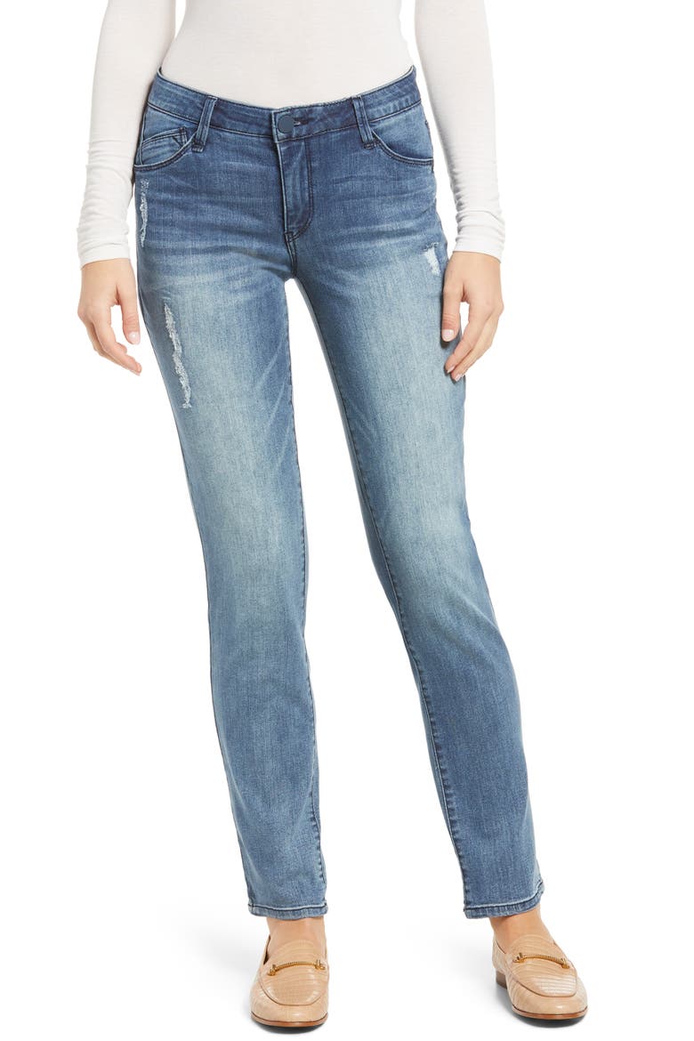 'Ab'Solution Mid Rise Straight Leg Jeans (Nordstrom Exclusive), Main, color, MBV-MID BLUE VINTAGE