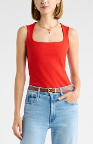 Open Edit Square Neck Ponte Top