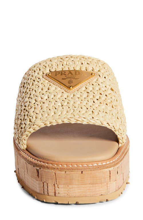 Prada Raffie Single-band Platform Slides In Naturale