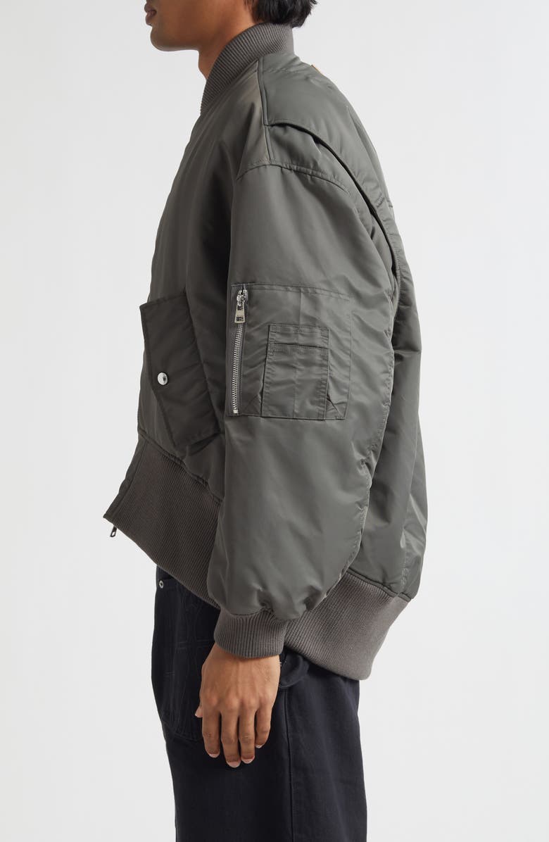 JW Anderson Curved Hem Oversize Bomber Jacket, Alternate, color, Steel