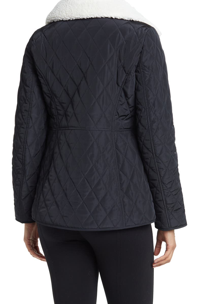 Michael Kors Missy Zip Faux Shearling Trim Quilted Jacket, Alternate, color,