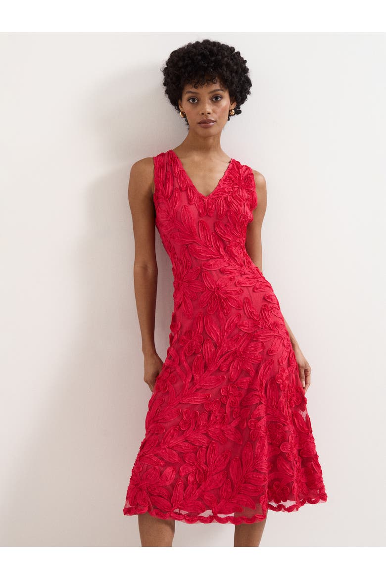 Paloma Embroidered Fit Flare Dress, Alternate, color, Pink