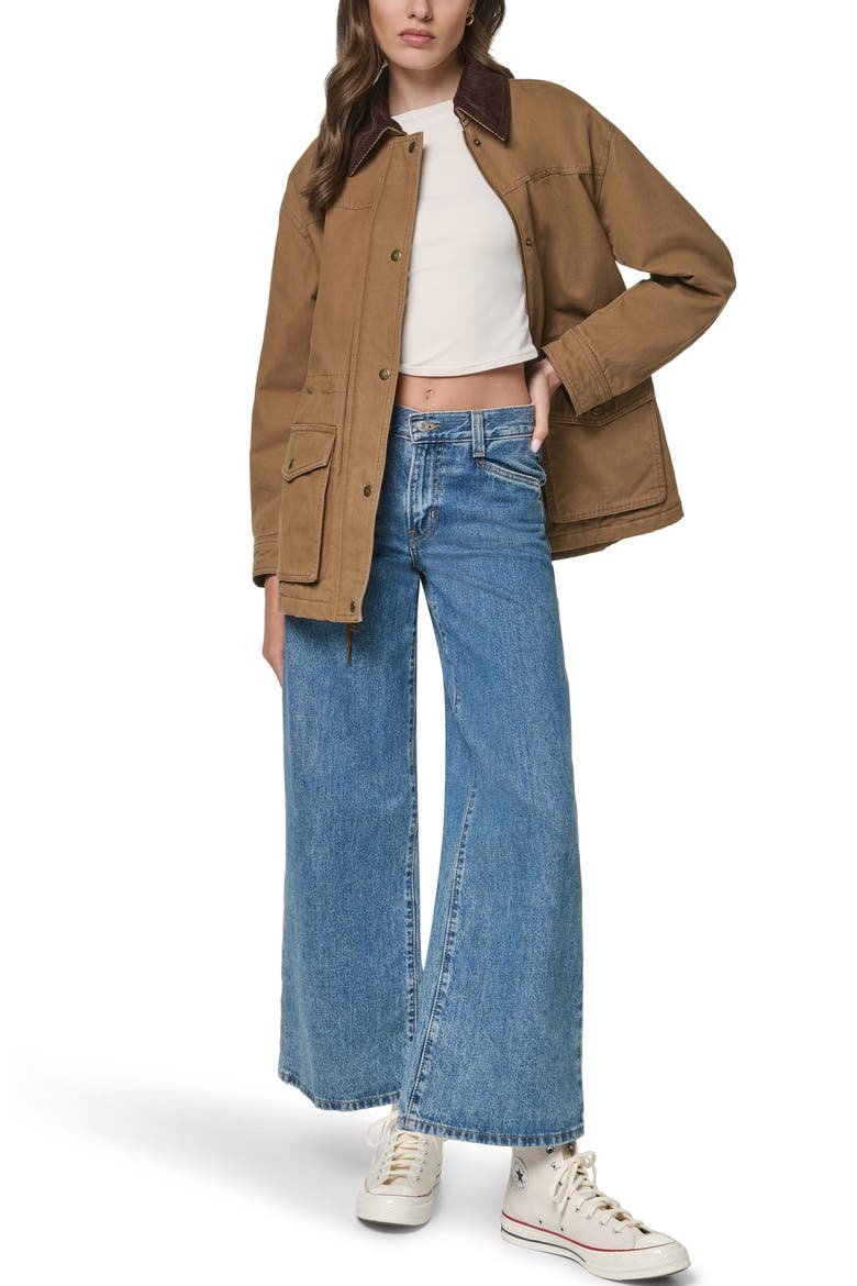 Corduroy Collar Military Jacket, Alternate, color, BROWN