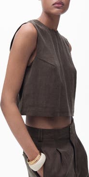 MANGO Sleeveless Back Button Crop Top
