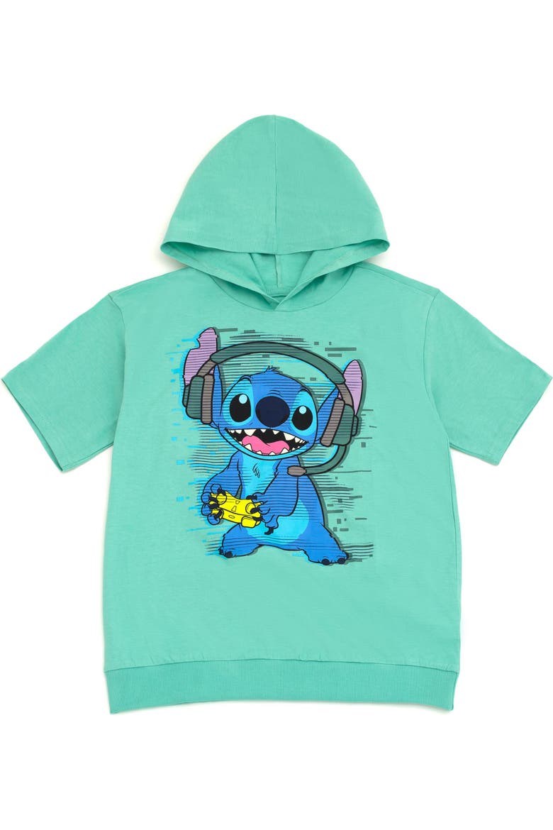 Lilo & Stitch 2-Piece Hooded Tee and Fleece Pants Set, Alternate, color, Mint Navy Stitch