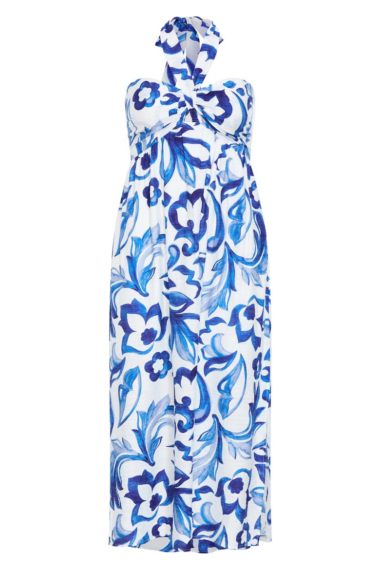 Peta Serene Print Halter Neck Maxi Dress, Alternate, color, MYKONOS