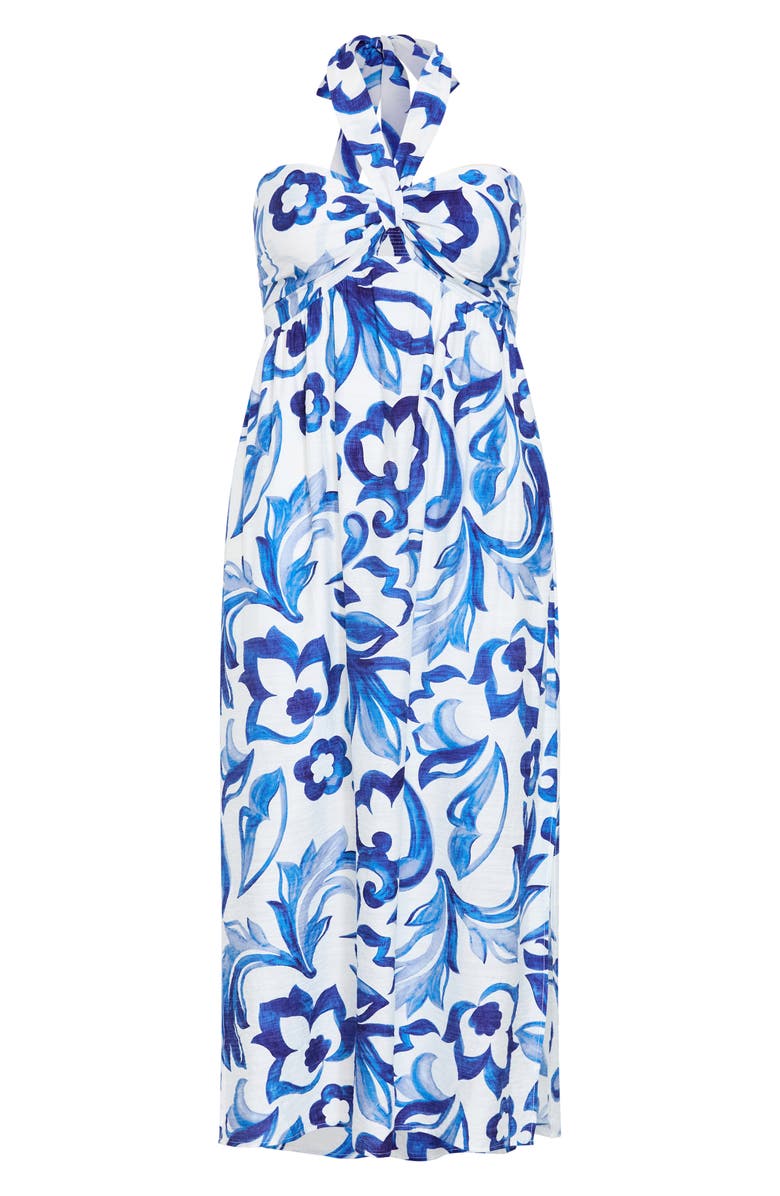 City Chic Peta Serene Print Halter Neck Maxi Dress, Alternate, color, 