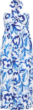 City Chic Peta Serene Print Halter Neck Maxi Dress