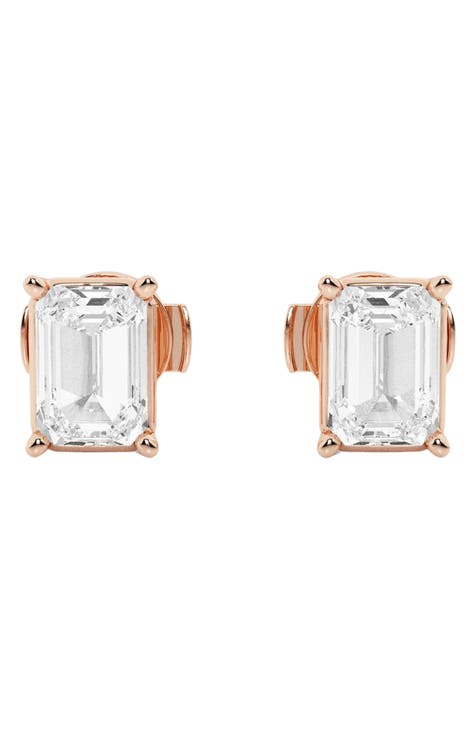 Emerald Cut Lab Created Diamond Stud Earrings - 1.0ctw