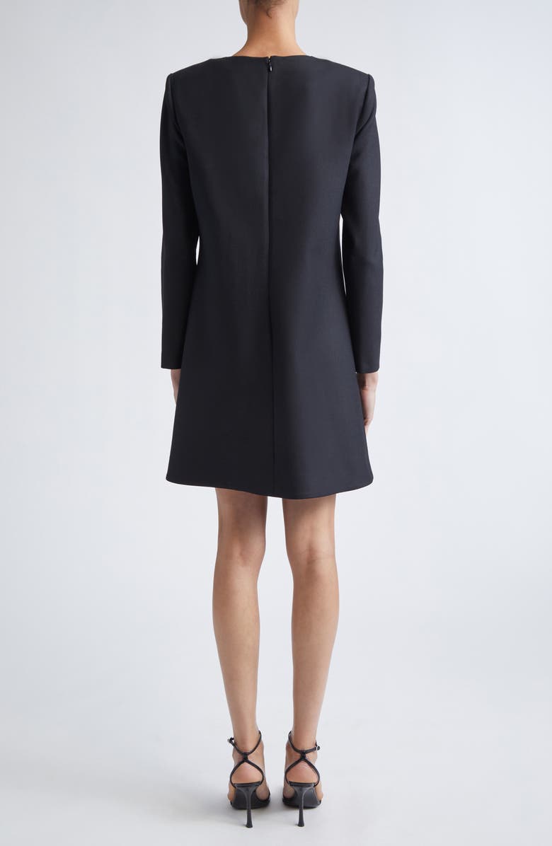 Oscar de la Renta Floral Embellished Long Sleeve Shift Dress, Alternate, color, Black