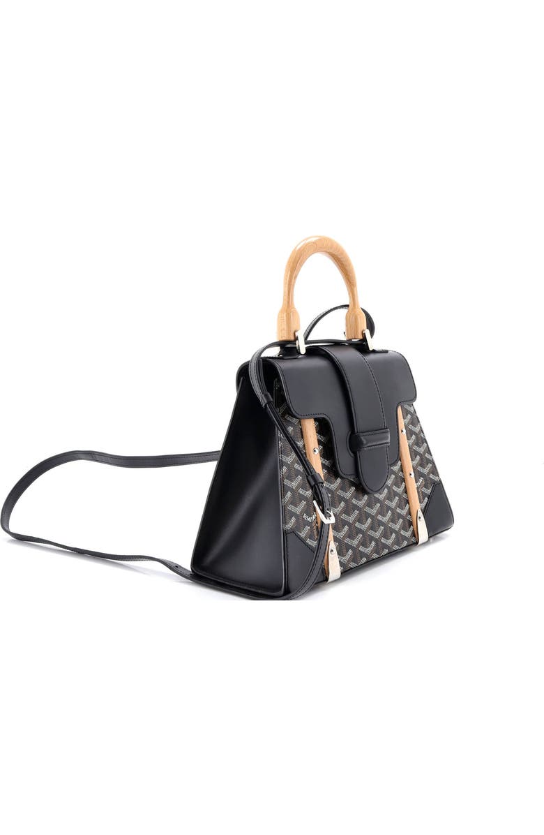 Pre-Owned Goyard Saigon Top Handle Bag Coated Canvas with Leather PM, Alternate, color, Black