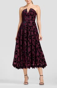 Dress the Population Briella Jacquard Floral Strapless Fit & Flare Dress