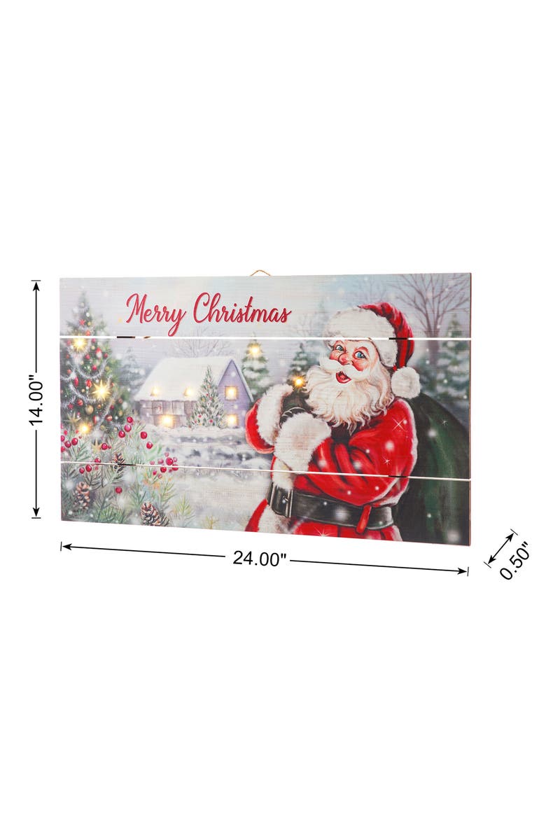 24"L Lighted Wooden Santa Wall Decor, Alternate, color, Red