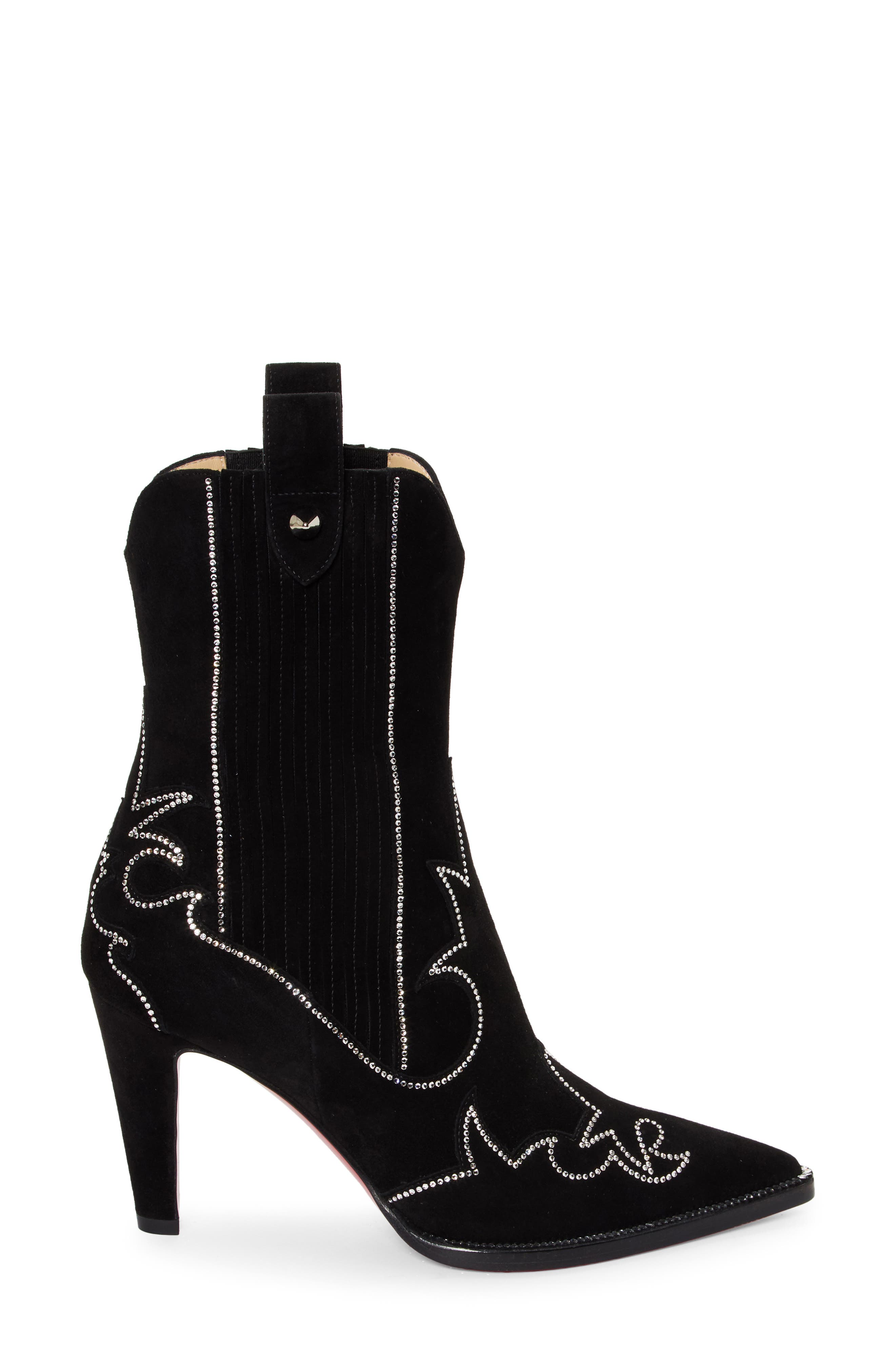 Christian Louboutin Santia Crystal Beaded Western Boot, Alternate, color, 