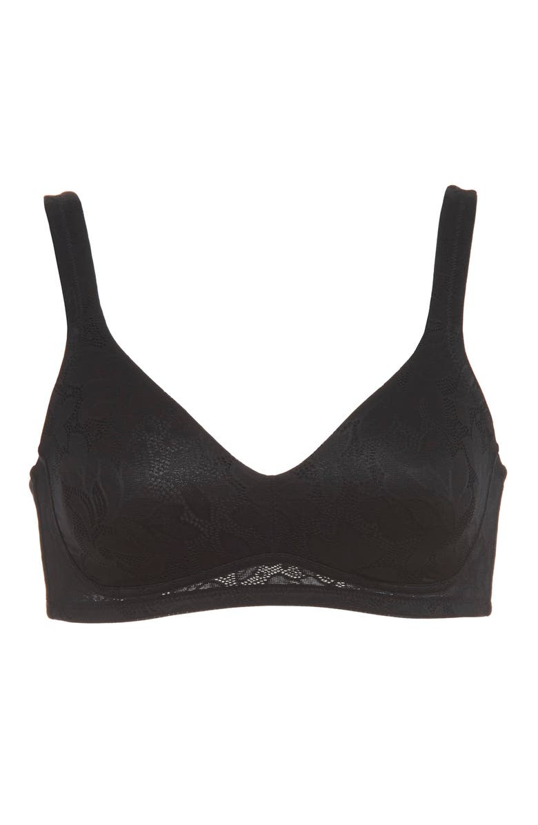 Dominique Intimates Jolie Wire-Free Jacquard Soft Cup Minimizer Bra, Alternate, color, Black