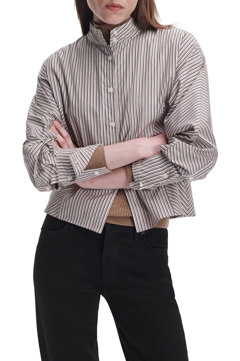 Dustin Striped Cotton Poplin Shirt, Alternate, color, LI BROWN STRIPE