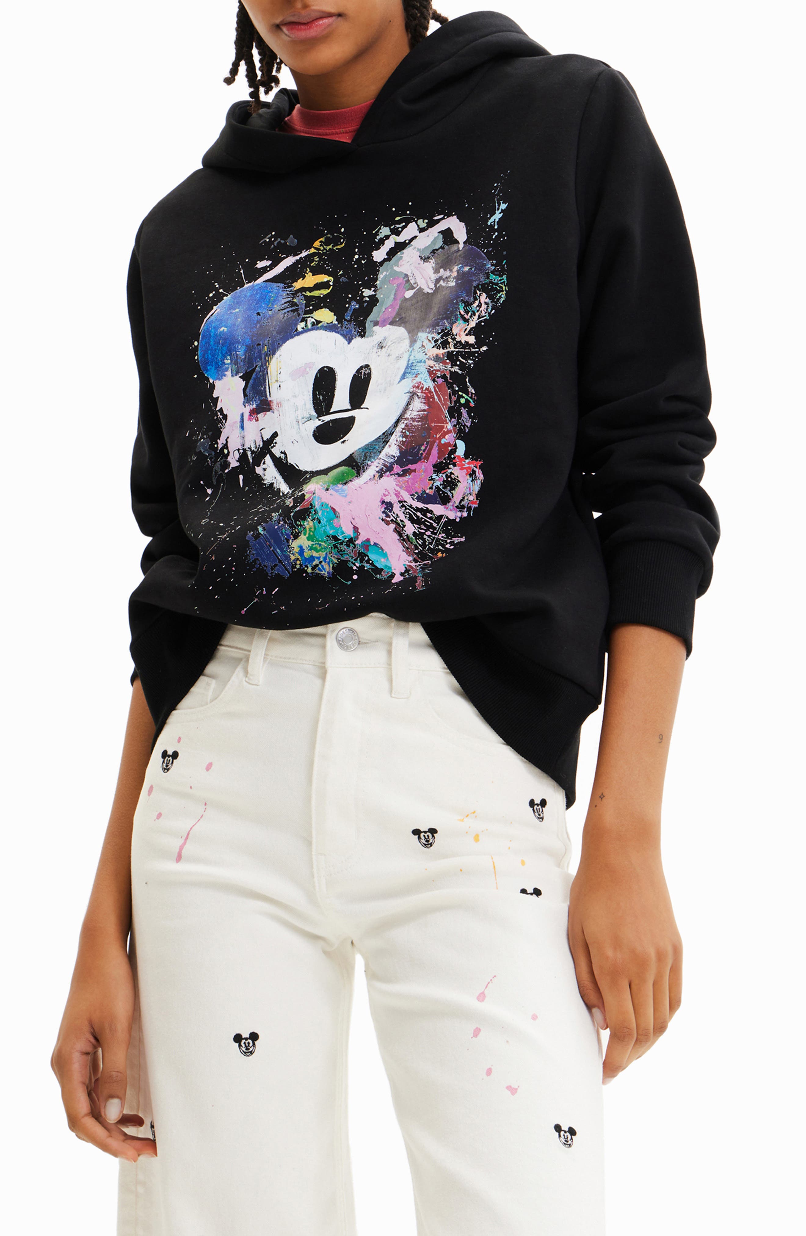 Mickey Mouse Splattered Graphic Hoodie