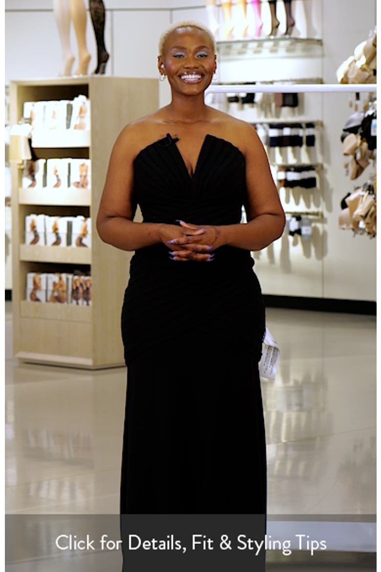 Pleated Notched Strapless Gown video