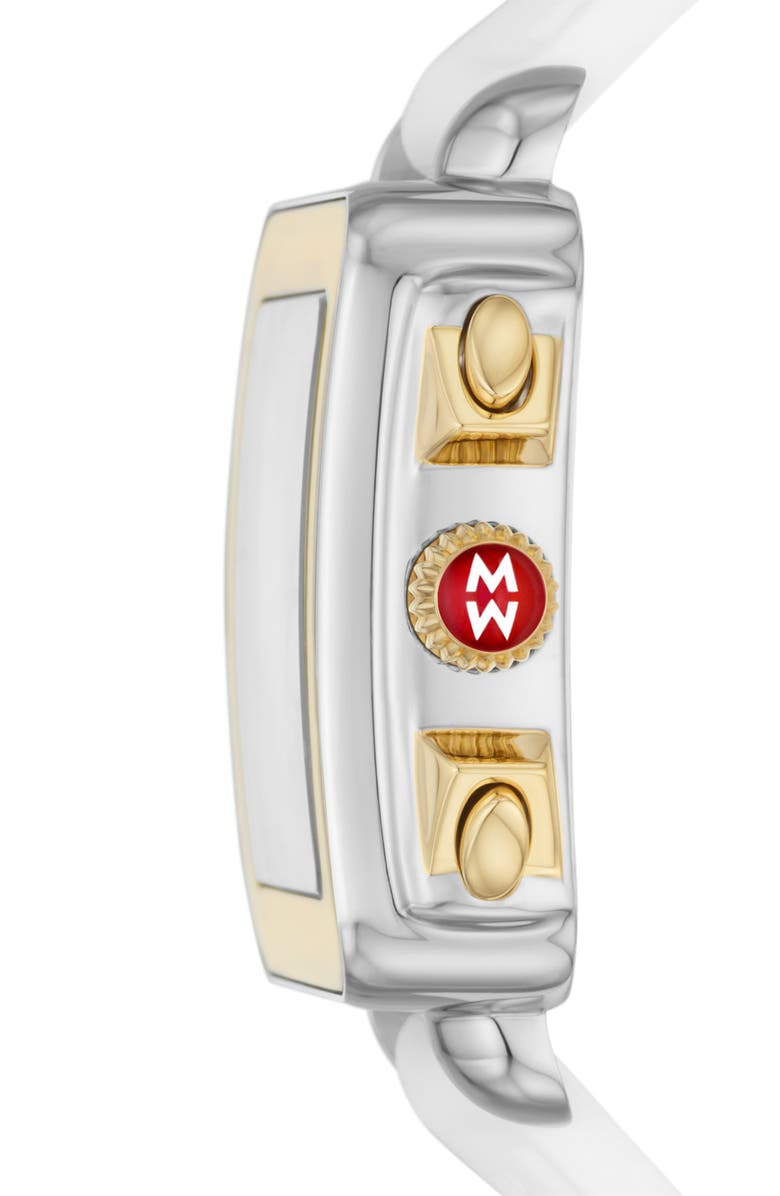 MICHELE Deco Sport Diamond Chronograph Silicone Strap Watch, 34mm, Alternate, color, Two-Tone