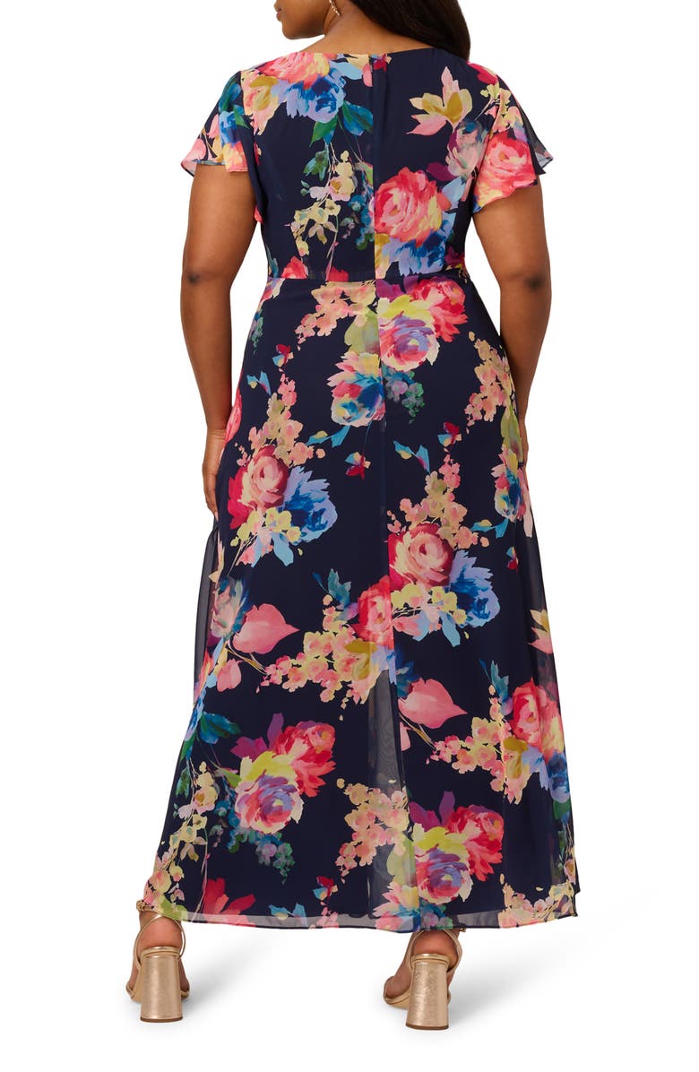 Adrianna Papell Floral Overlay Chiffon Jumpsuit, Alternate, color,