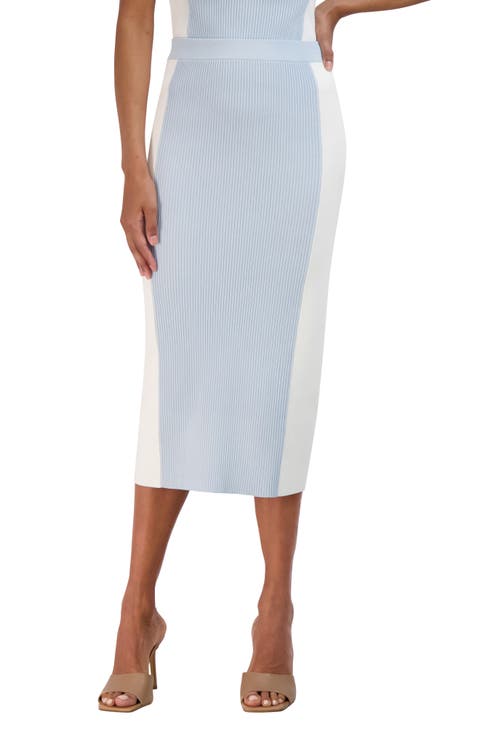 Colorblock Rib Sweater Skirt