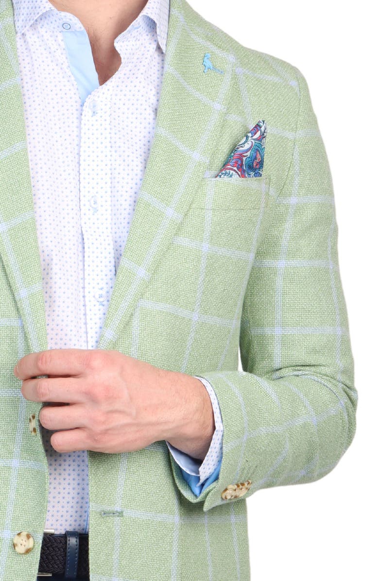TailorByrd Textured Yarn Dyed Windowpane Sport Coat, Alternate, color, Olive