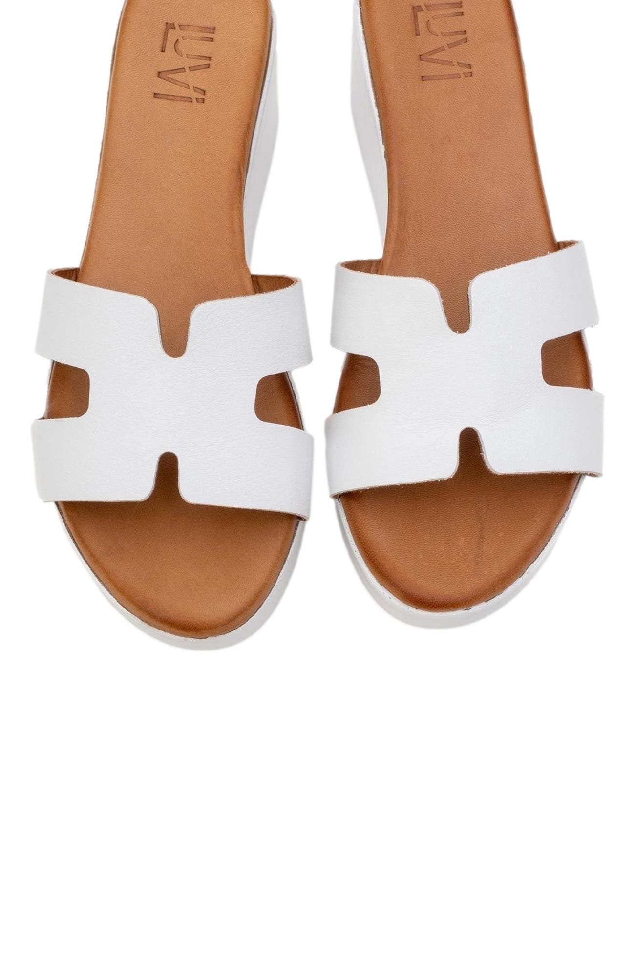 Forever 
Always Shoes Lia Leather Platform Sandal, Alternate, color, White Leather