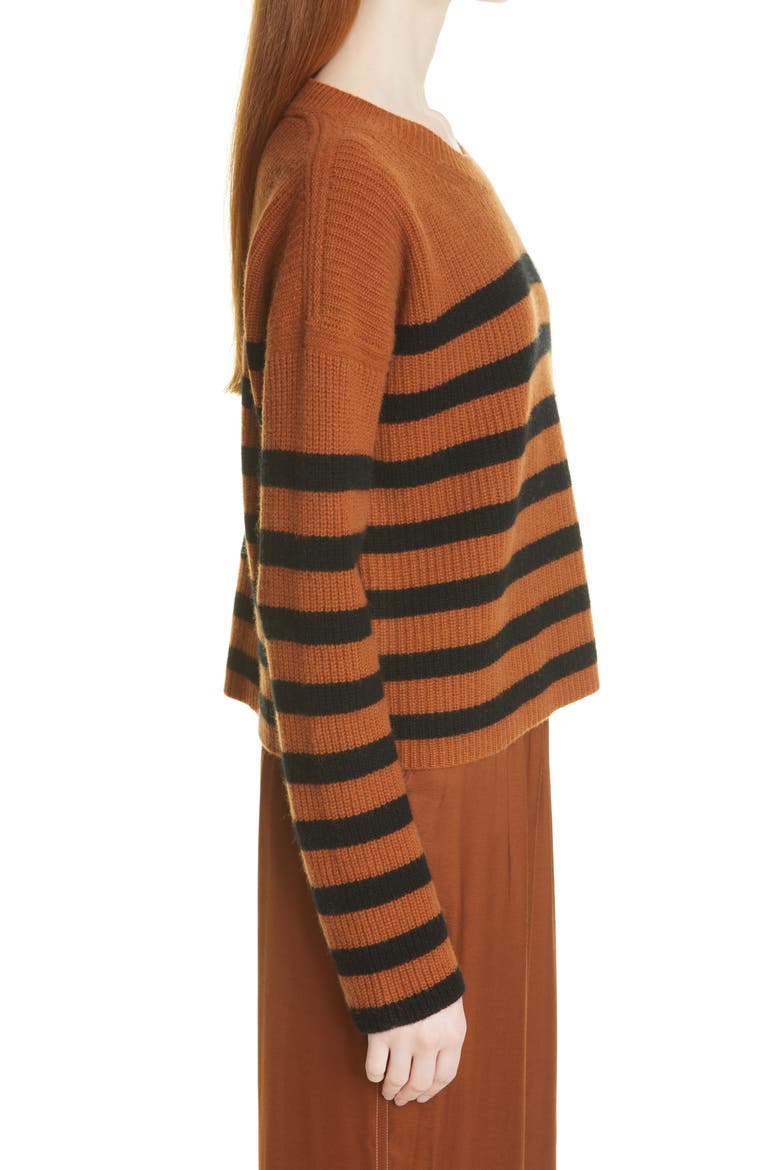 Toujours Stripe Cashmere Sweater, Alternate, color, RUST/ BLACK