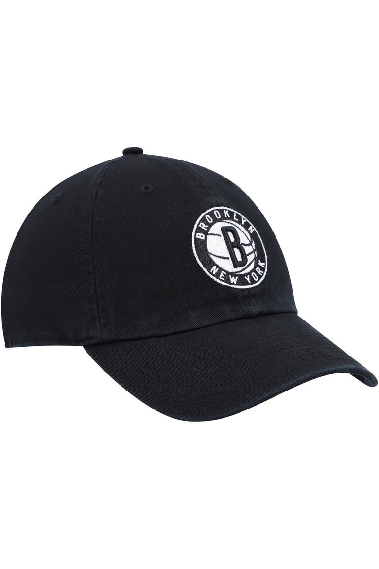 Men's '47 Black Brooklyn Nets Alternate Logo Team Clean Up Adjustable Hat, Alternate, color, Black