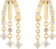ATHRA LUXE Modern Muse CZ Clover Charm Hoop Earrings