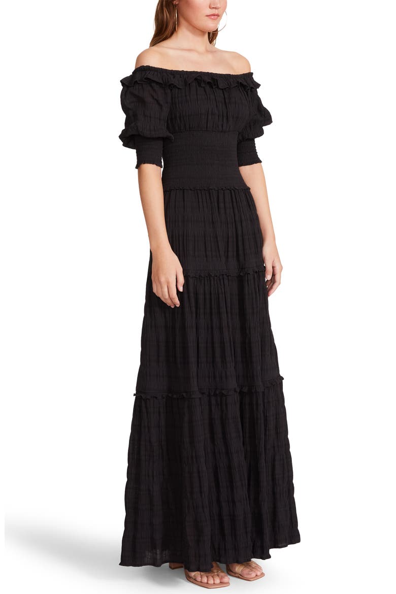 Peasantries Off the Shoulder Maxi Dress, Alternate, color, BLACK